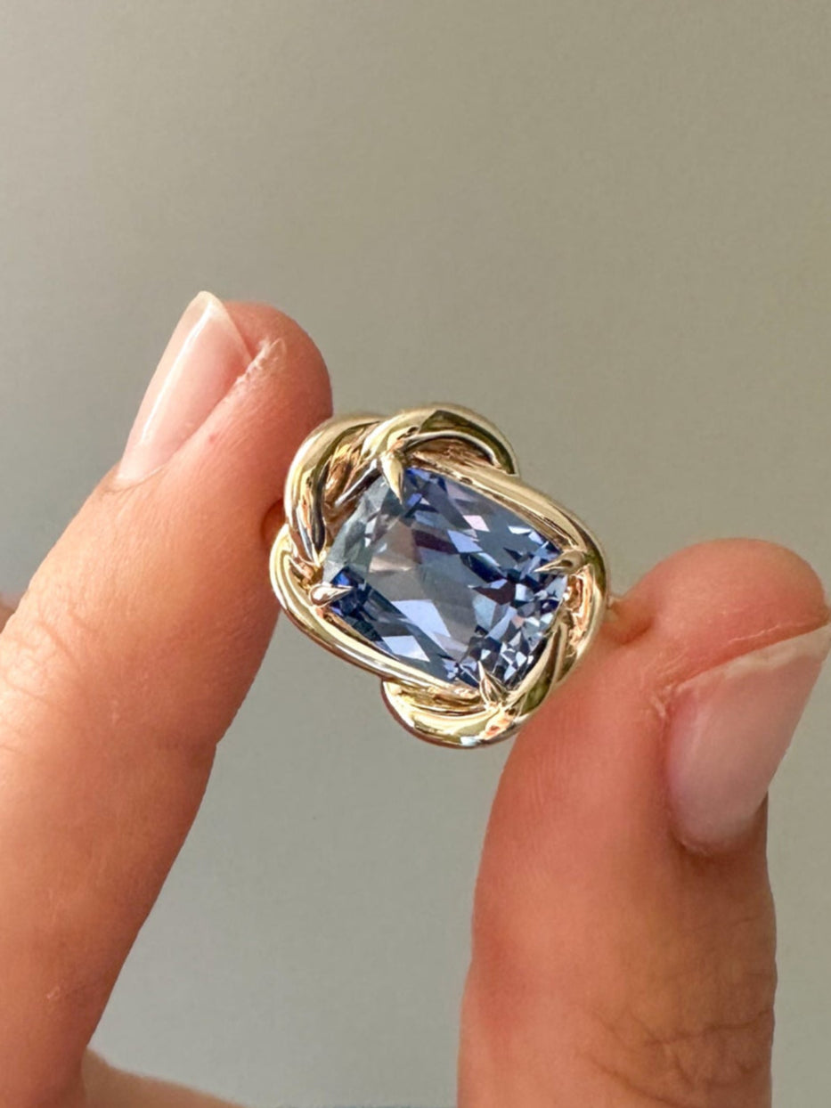 Sky Blue Infinity Knot Ring