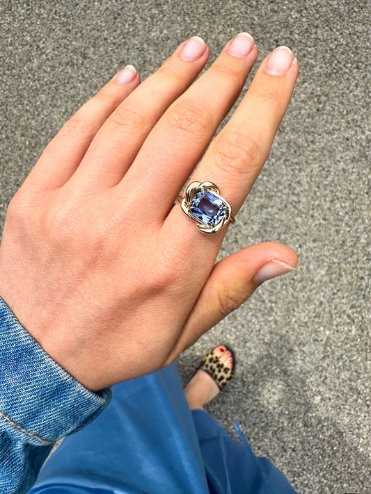 Sky Blue Infinity Knot Ring