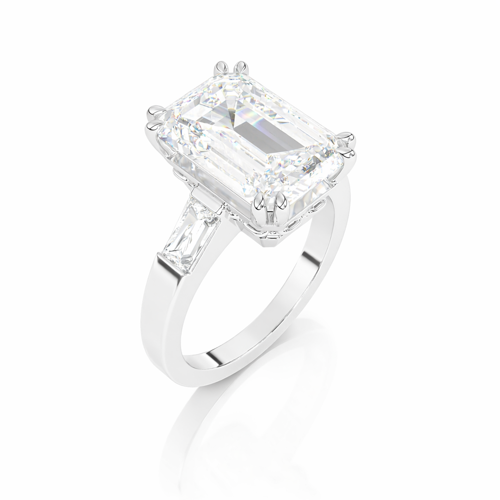 Emerald Cut Chain Link Engagement Ring