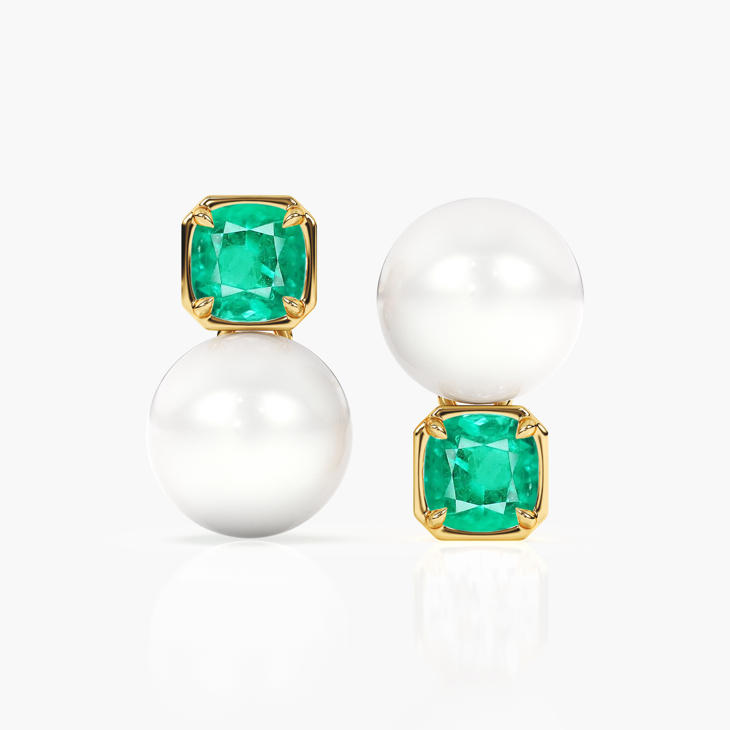 Emerald and Pearl Disco Studs