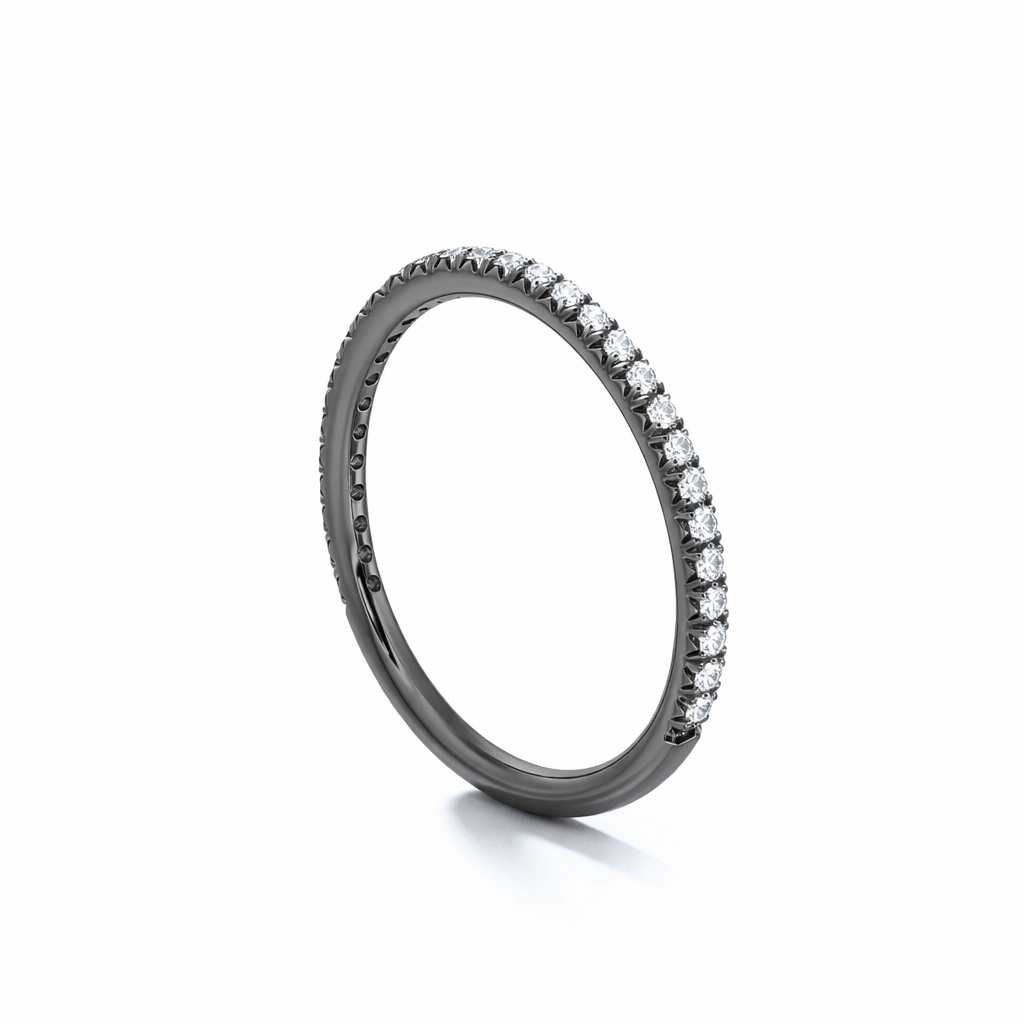 Slim French Pavé Set Diamond Wedding Band