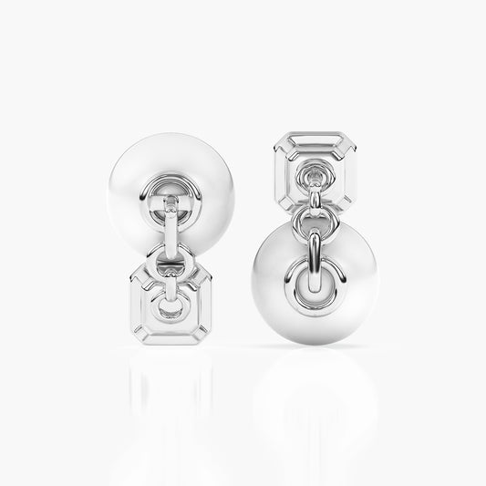 Blue Sapphire and Pearl Disco Studs