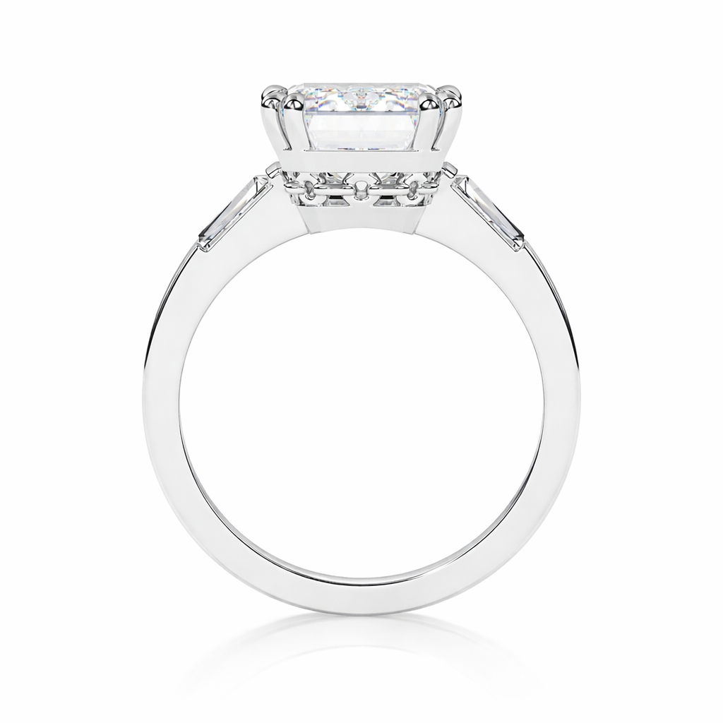 Emerald Cut Chain Link Engagement Ring
