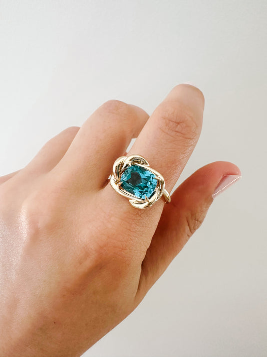 Turq Blue Infinity Knot Ring