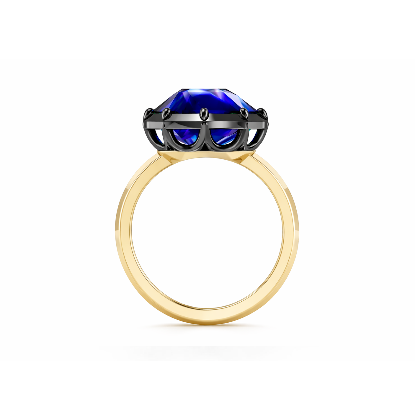 East-west Oval Sapphire Collet Engagement Ring