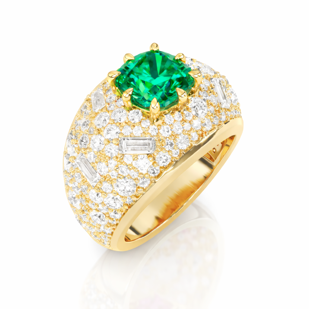 Emerald Stardust Pavé Dome Ring