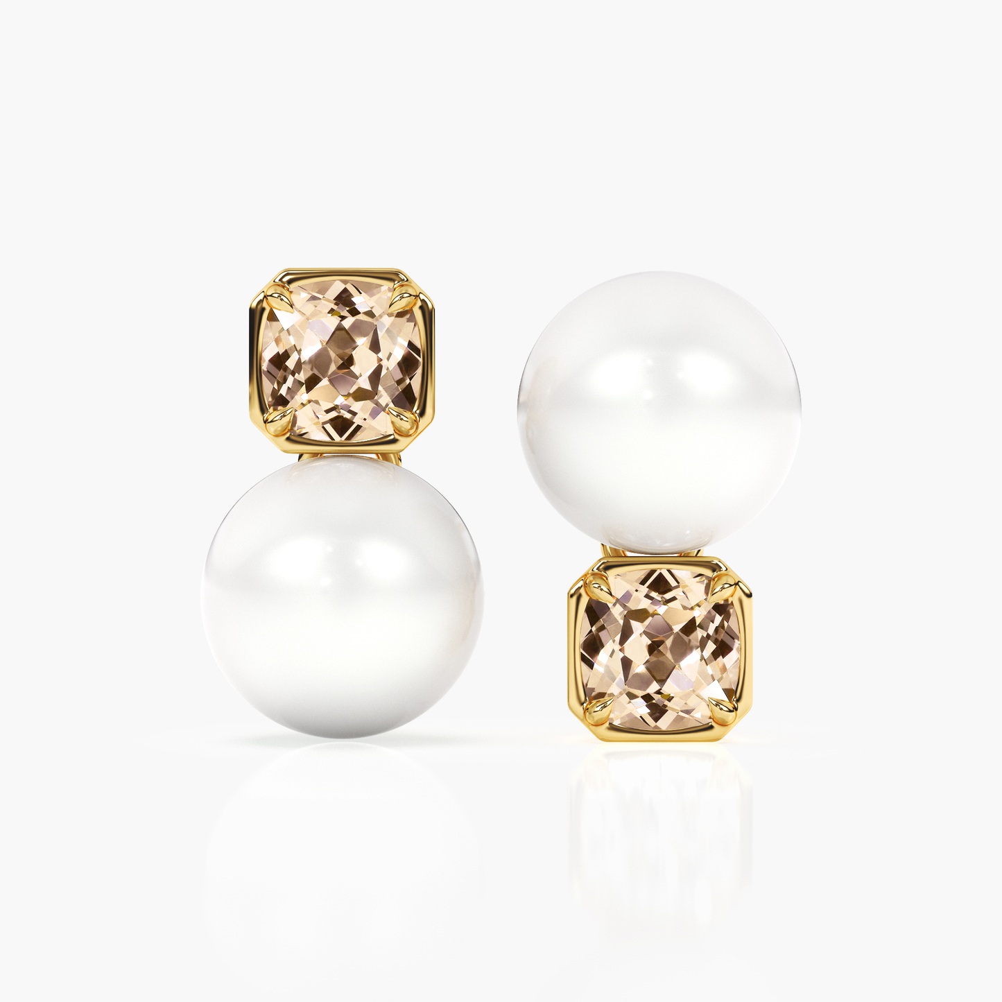 Champagne Sapphire and Pearl Disco Studs